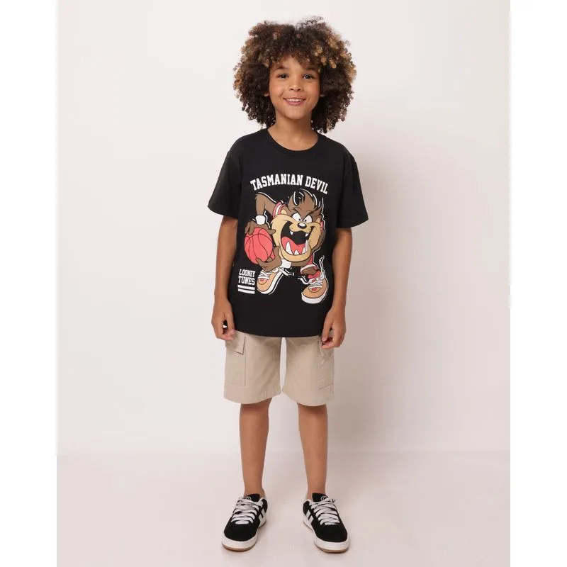 Bermuda Infantil Reta Ribana Bolso Bege 12
