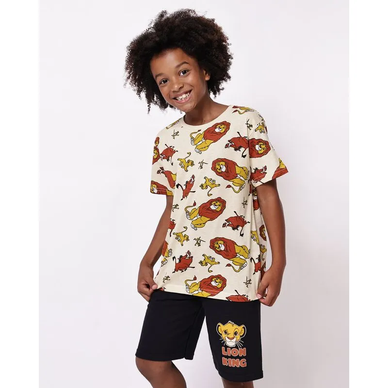 Conjunto Curto Infantil Algodão Estampa Rei Leão Bege 10