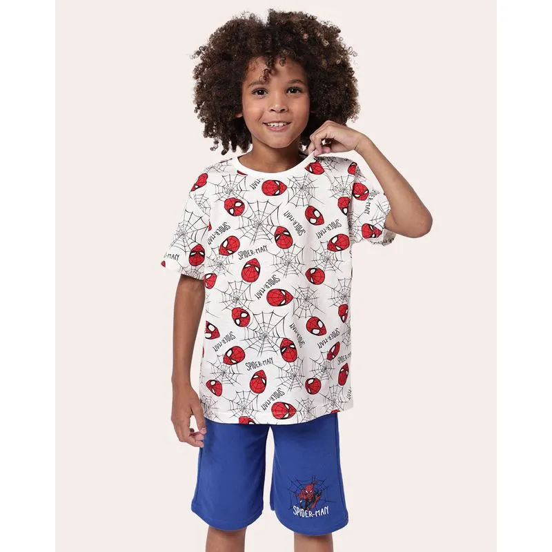 Conjunto Infantil Algodão Marvel Homem Aranha Off White 6