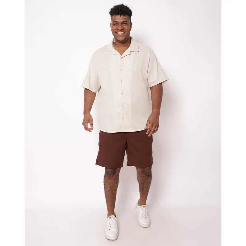 Bermuda Plus Size Masculina Reta Linho Marrom G4