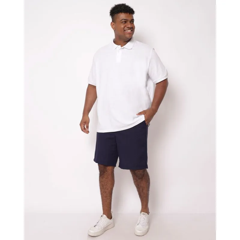 Bermuda Plus Size Masculina Reta Linho Marinho G3