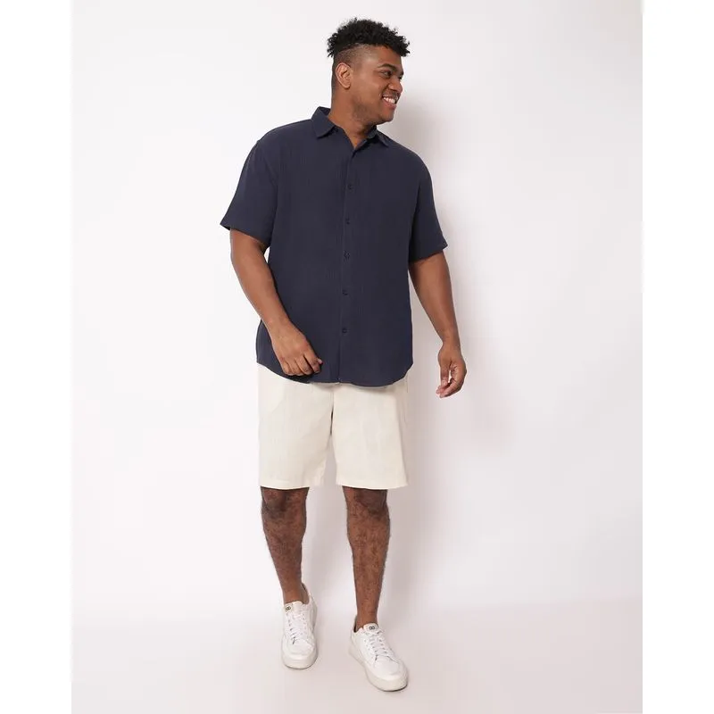 Bermuda Plus Size Masculina Reta Linho Off White G1