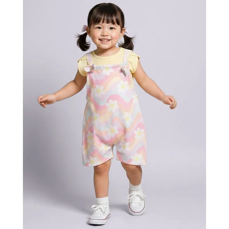 Conjunto Jardineira Bebê Estampado Flores Amarelo 2