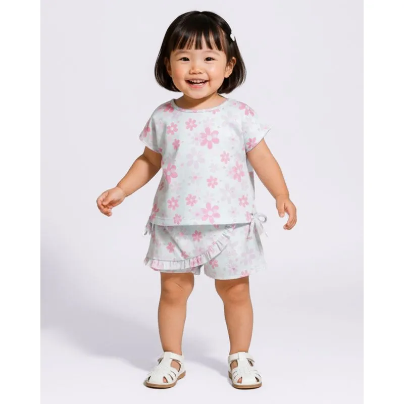 Conjunto Bebê Curto com Estampa Floral Verde 2