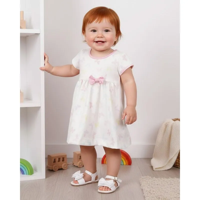 Vestido Bebê Curto Texturizado Estampado Borboletas Off White M