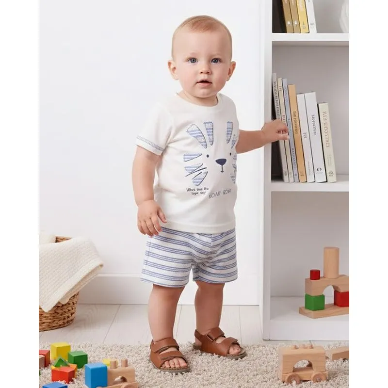 Conjunto Bebê Algodão Estampa Leão Off White G