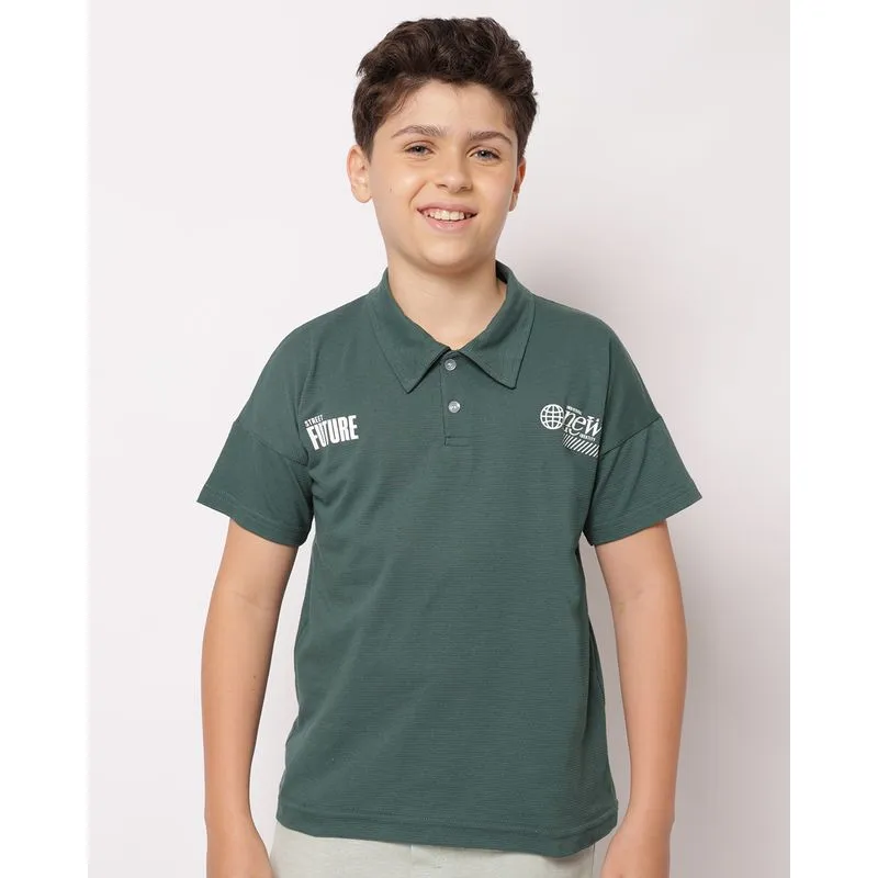 Camisa Polo Juvenil Algodão Manga Curta com Estampa Frontal Verde 10