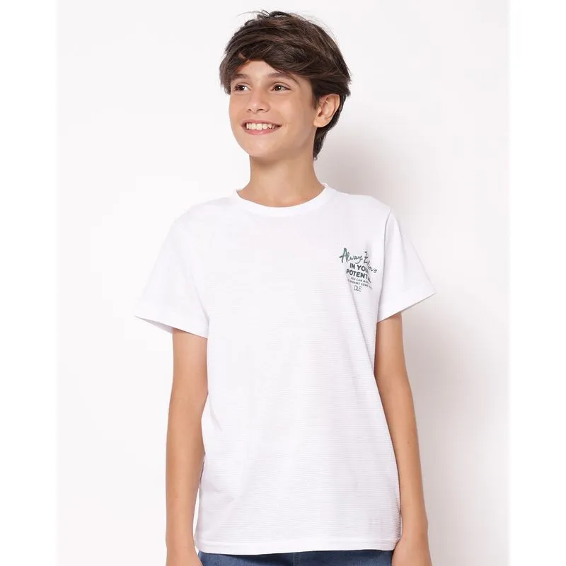 Camiseta Juvenil Algodão Texturizada com Estampa Manga Curta Branca 16