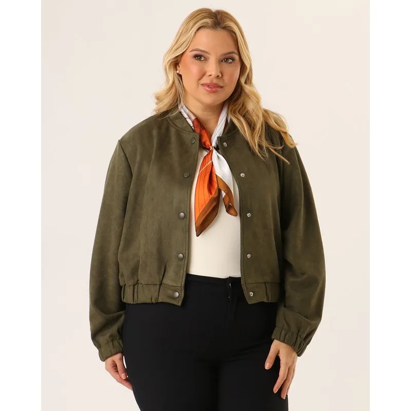 Jaqueta Plus Size Feminina Suede Bomber Verde G3