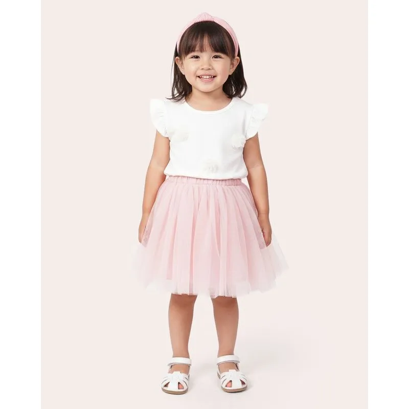 Blusa Bebê Algodão com Apliques Florais Off White 3