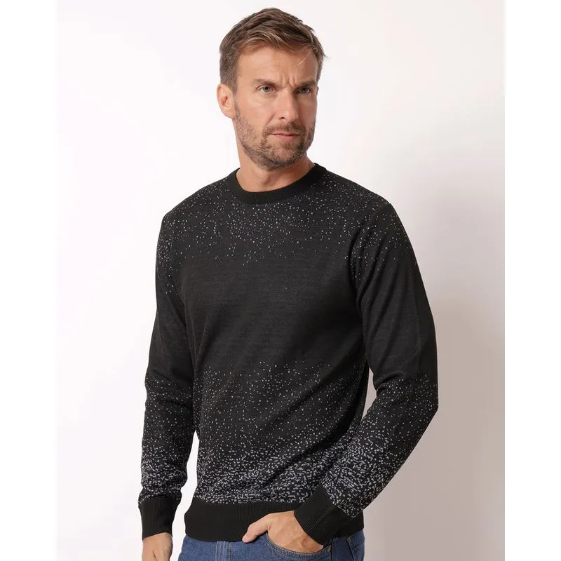 Suéter Masculino Tricô Degradê Preto GG