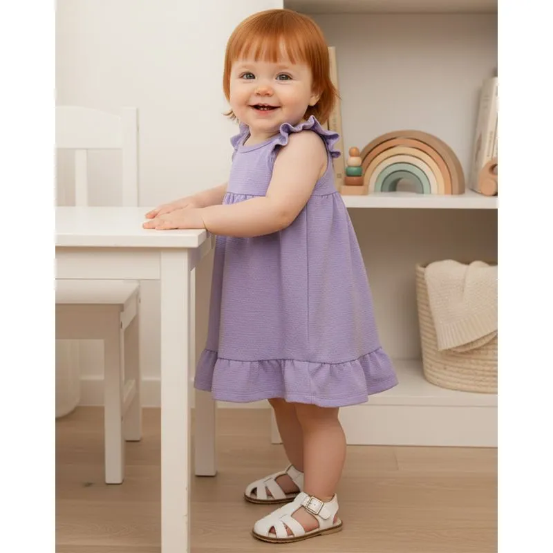 Vestido Bebê Curto Texturizado com Babado Lilás P