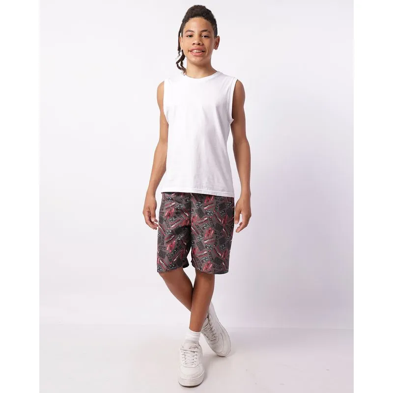 Bermuda Juvenil Reta Estampada Cinza 14