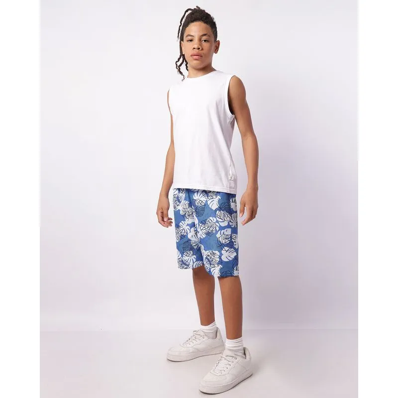 Bermuda Juvenil Reta Estampada Azul 12