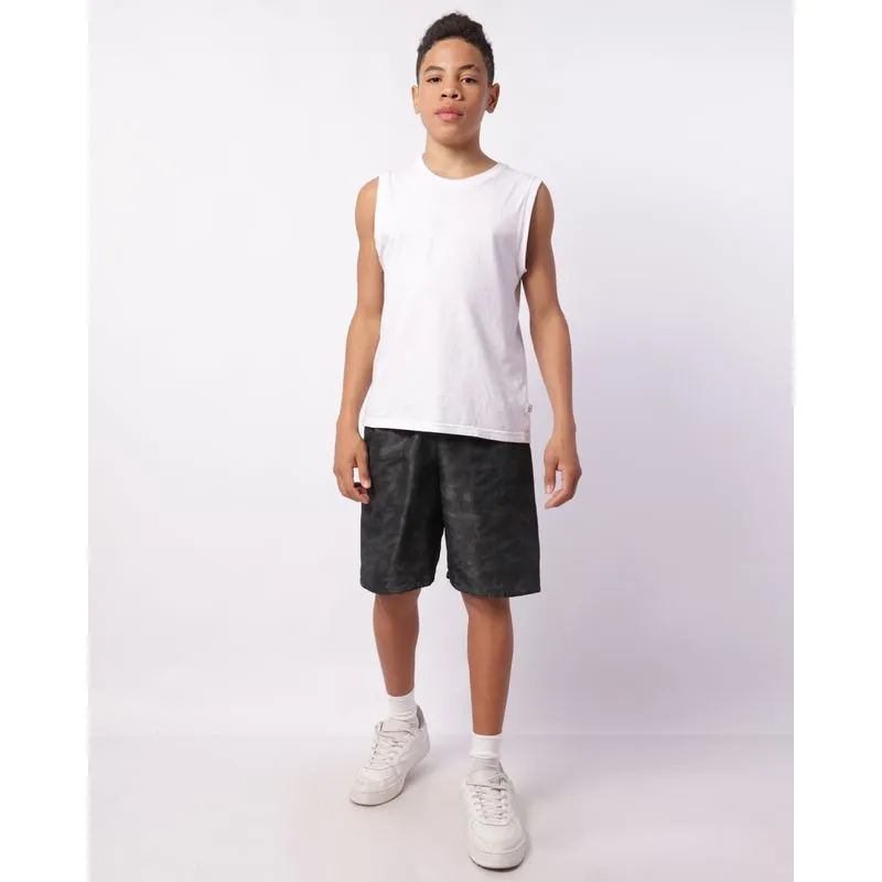Bermuda Juvenil Reta Estampada Preta 12