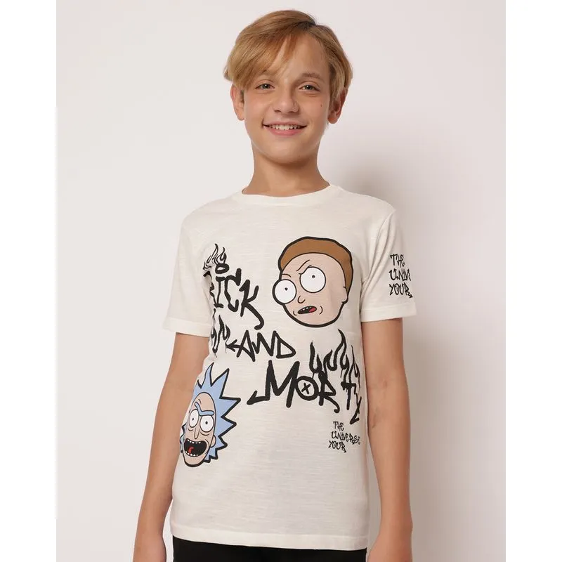 Camiseta Juvenil Estampa Rick and Morty Off White 10