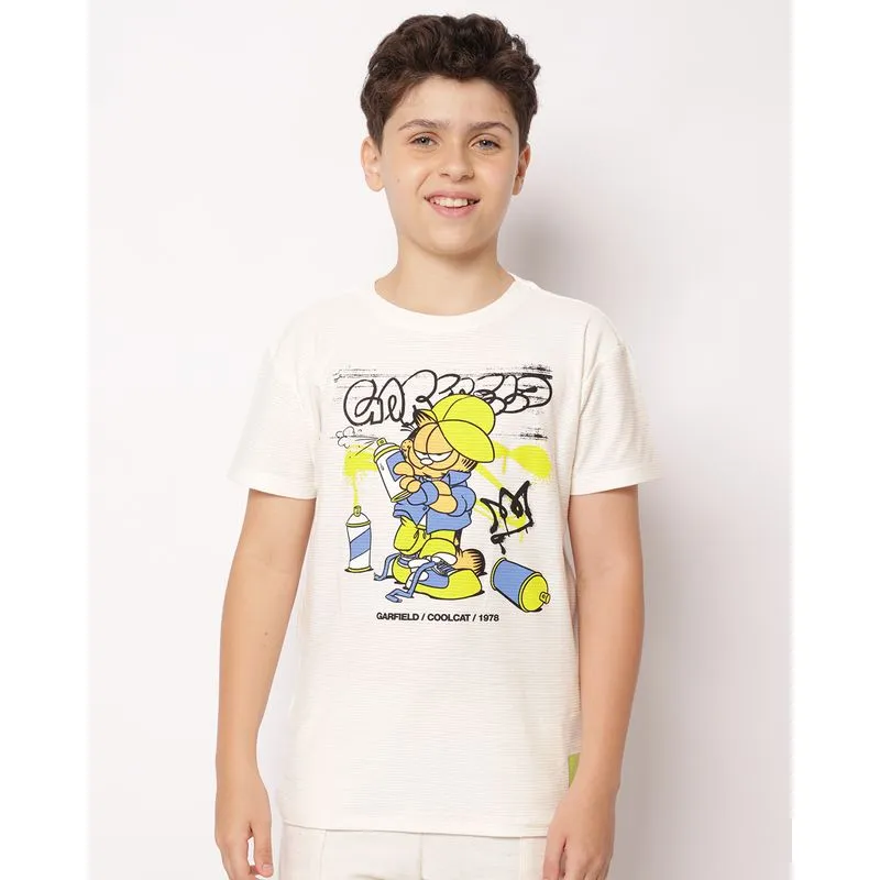 Camiseta Juvenil Nickelodeon Estampa Garfield Off White 16