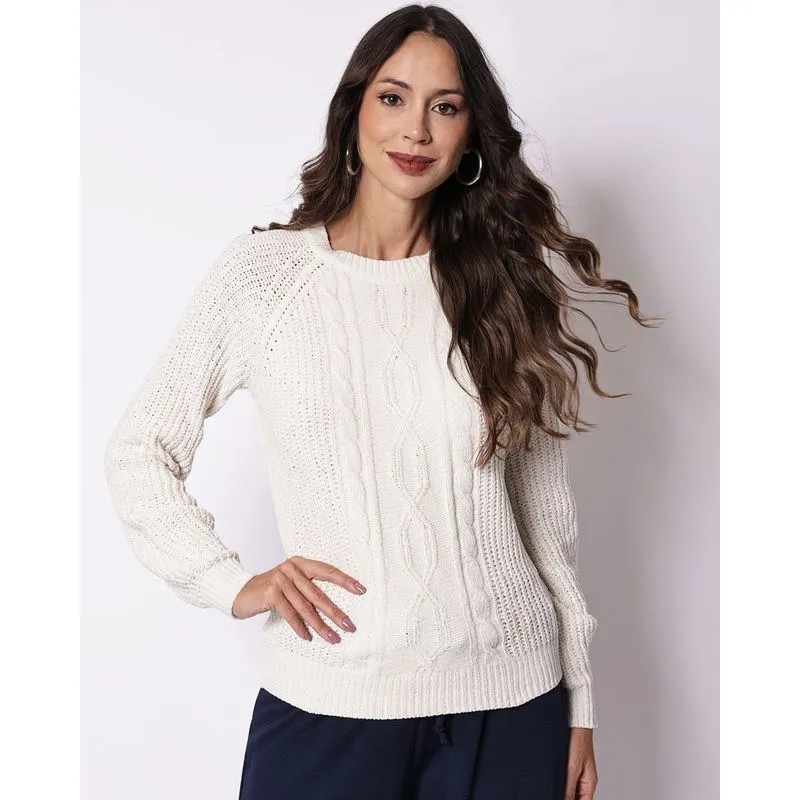 Suéter Feminino Chenille Trançado Off White G