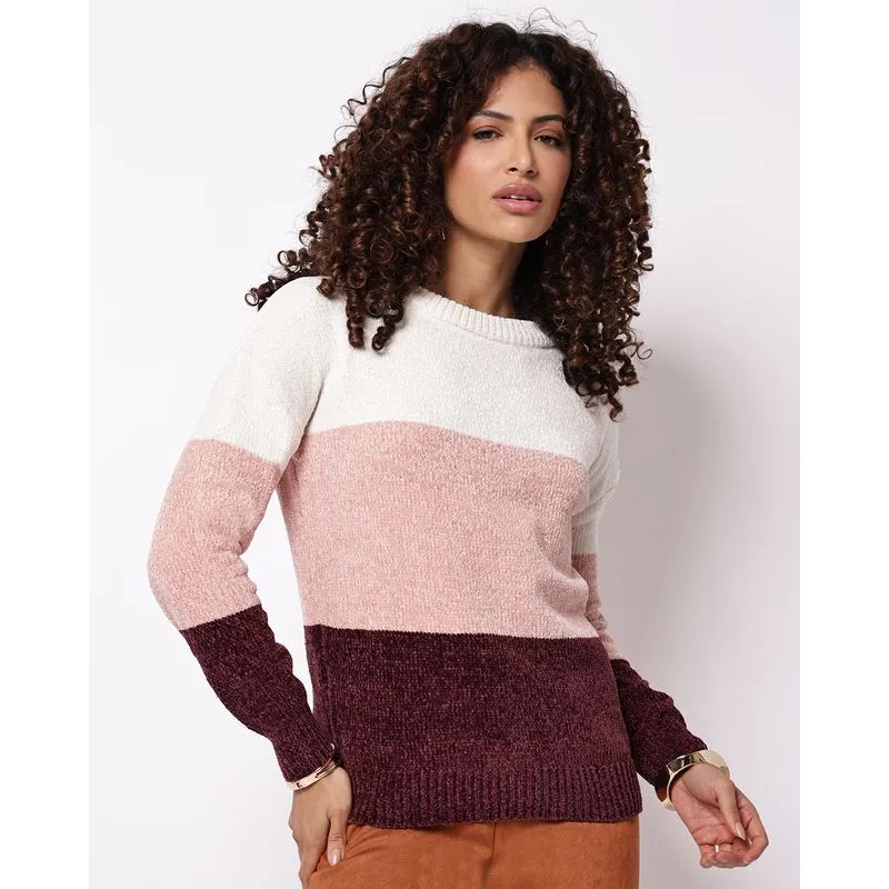 Suéter Feminino Chenille Listrada Manga Longa Off White GG