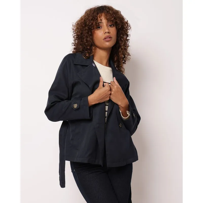 Casaco Feminino Trench Coat com Amarração Marinho G