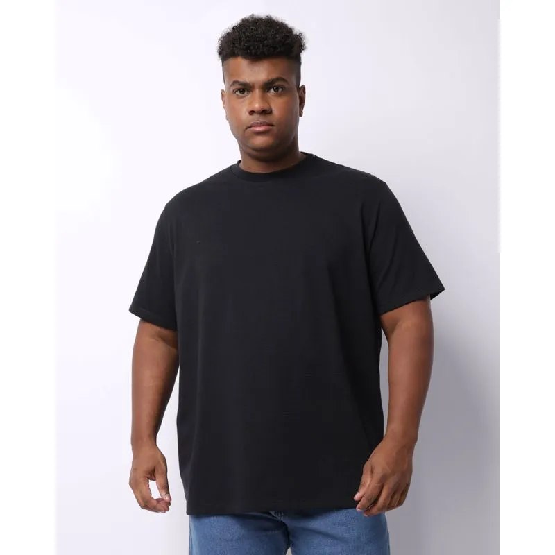 Camiseta Plus Size Masculina Canelada Preta G4