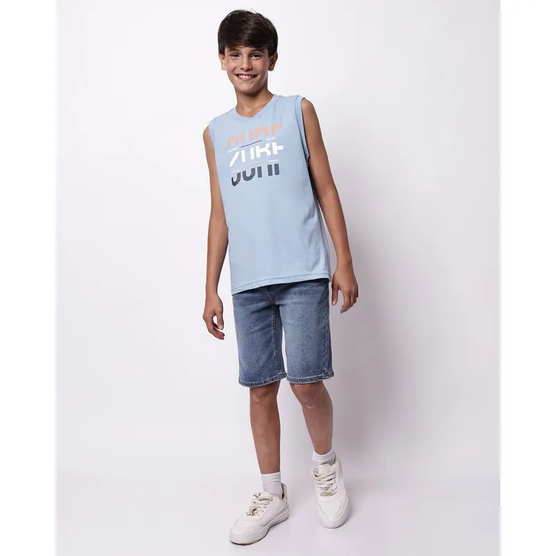 Bermuda Jeans Juvenil Reta com Bolsos Azul 12