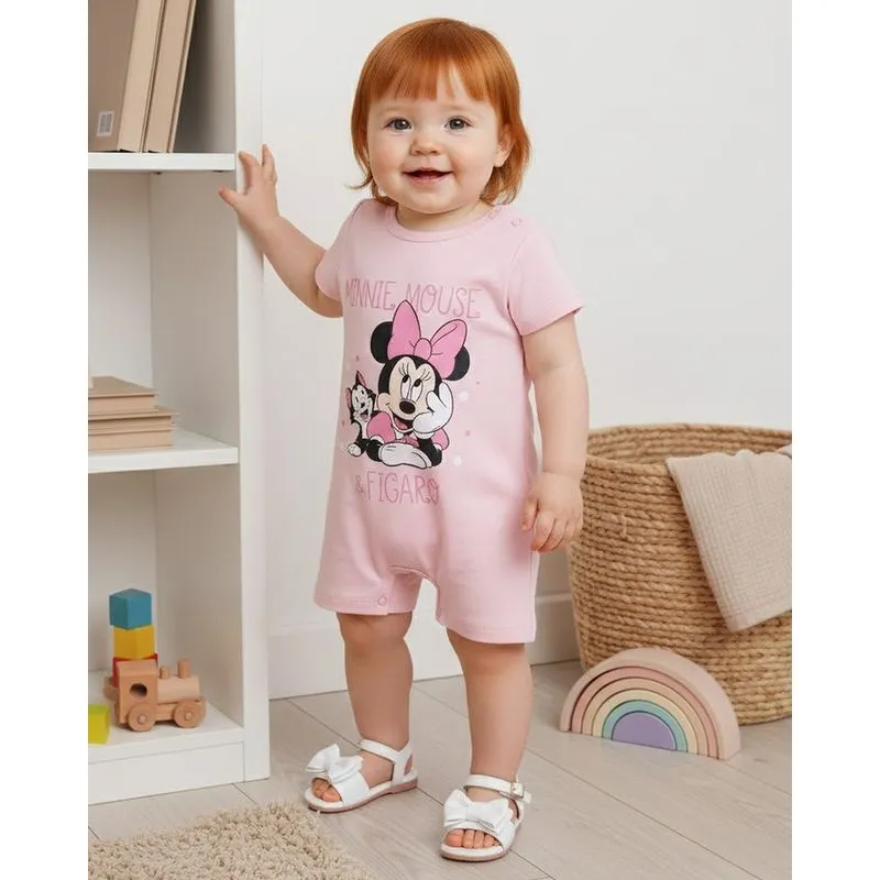 Macaquinho Bebê Algodão Disney Estampa Minnie Rosa M