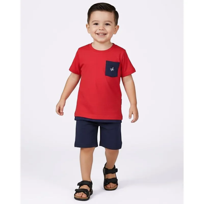Conjunto Bebê Curto Algodão Moletinho Vermelho 2