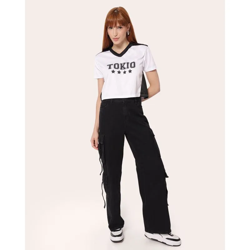 Calça Jeans Feminina Cargo com Fivela Preta 42