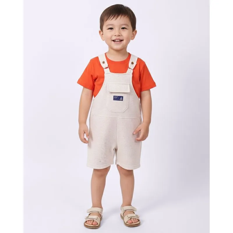 Conjunto Jardineira Bebê Curto Texturizado Off White 3