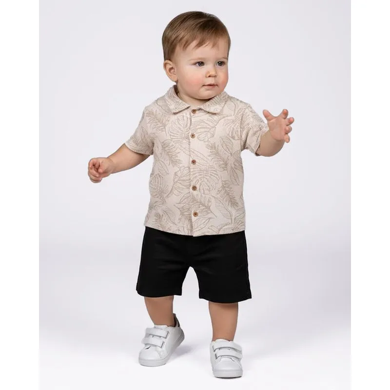 Camisa Bebê Estampada Folhas Bege 3