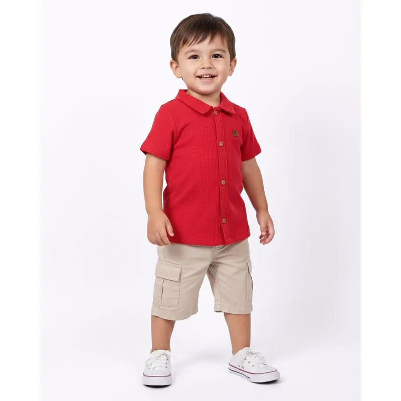 Camisa Bebê Manga Curta Texturizada Vermelha 3