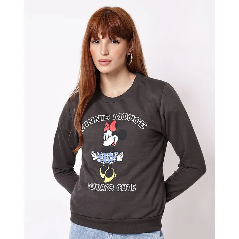 Blusão Moletom Feminino Disney Minnie Cinza G