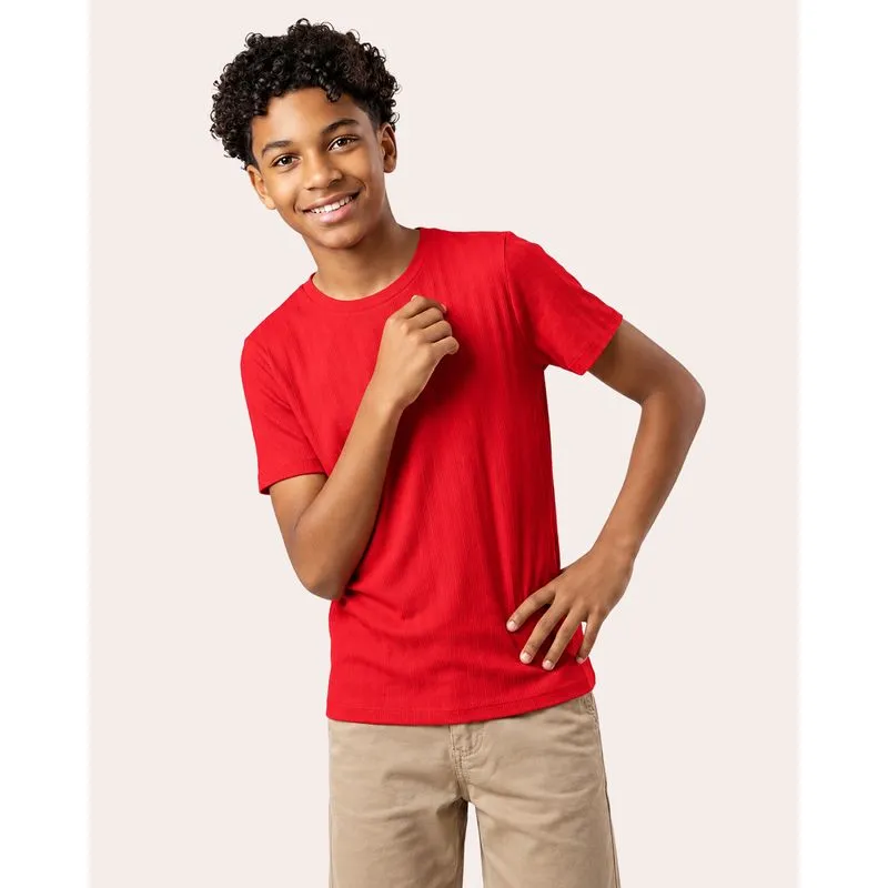 Camiseta Juvenil Algodão Texturizada Manga Curta Vermelha 12