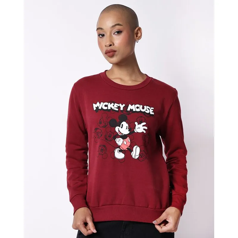 Blusão Moletom Feminino Disney Mickey Vinho P