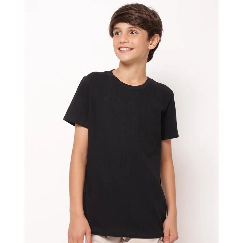 Camiseta Juvenil Algodão Texturizada Preta 18
