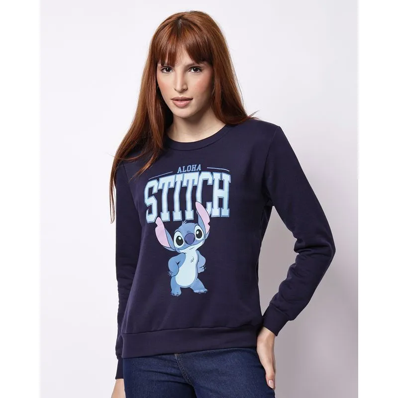 Blusão Moletom Feminino Disney Stitch Marinho GG