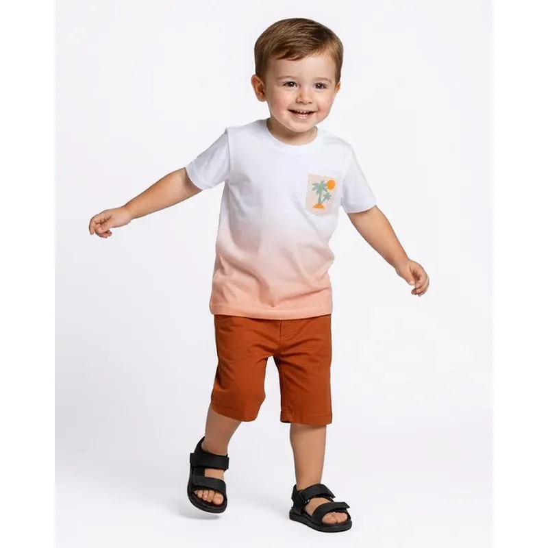 Camiseta Bebê Algodão Degradê Estampa Coqueiro Branco 3