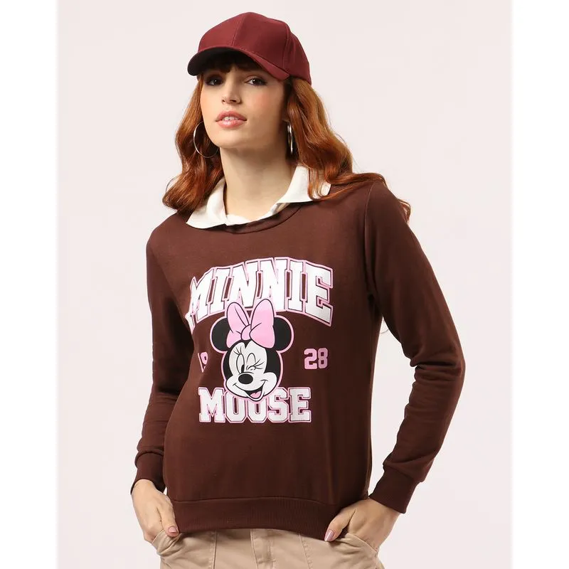 Blusão Moletom Feminino Disney Minnie Marrom M