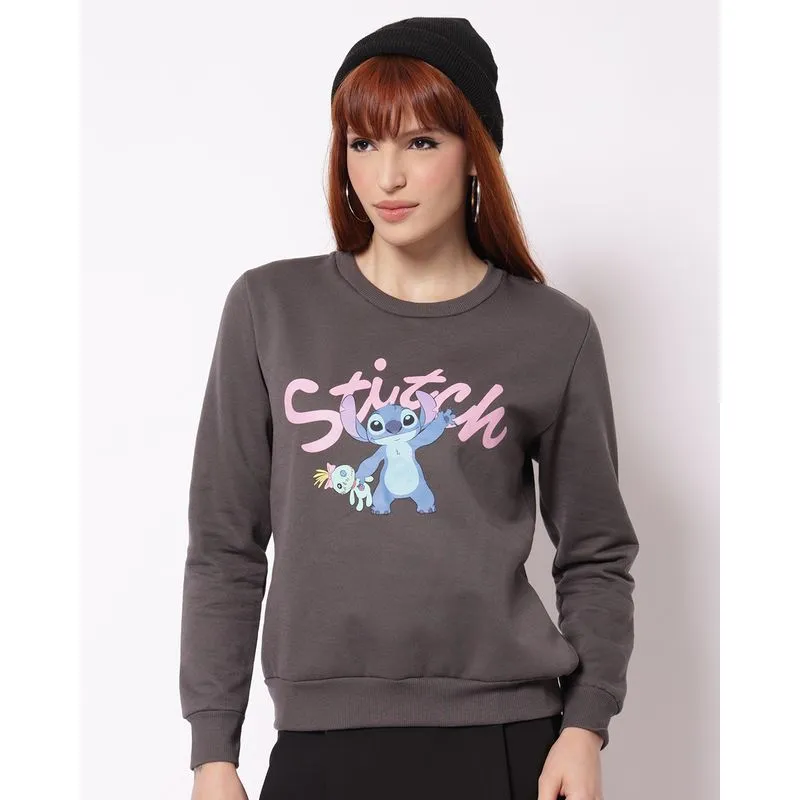 Blusão Moletom Feminino Disney Stitch Cinza M