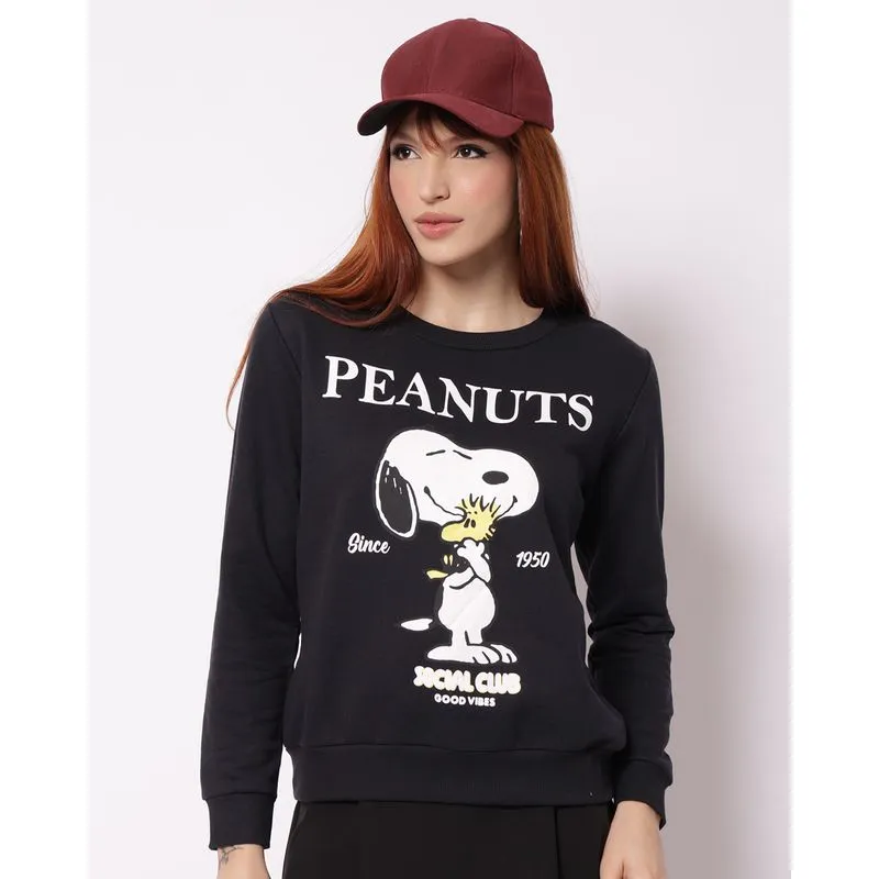 Blusão Moletom Feminino Estampa Snoopy Preto M
