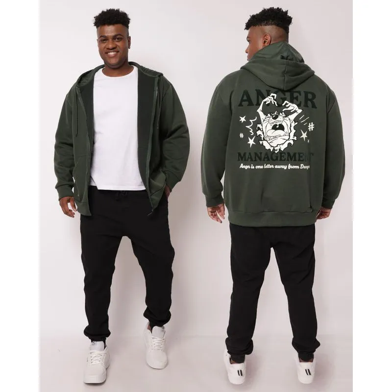 Jaqueta Moletom Plus Size Masculina Looney Tunes Verde G1