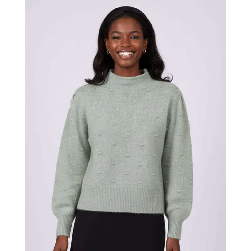 Suéter Feminino Tricô com Bolinhas Gola Alta Verde M