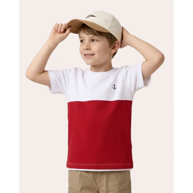 Camiseta Infantil Bicolor Texturizada Manga Curta Branca 6