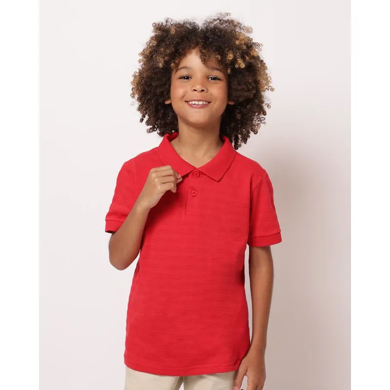 Camisa Polo Infantil Manga Curta Texturizada Vermelha 6