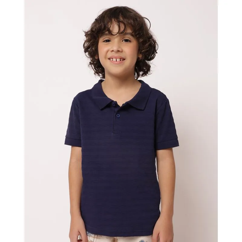 Camisa Polo Infantil Algodão Texturizado Marinho 8