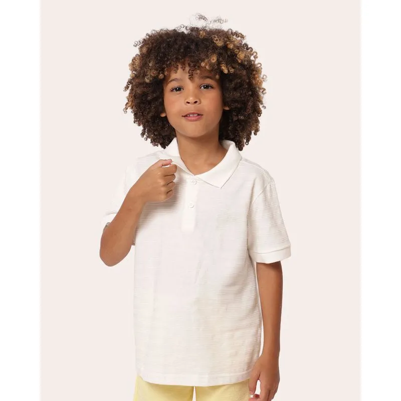 Camisa Polo Infantil Manga Curta Texturizada Off White 10