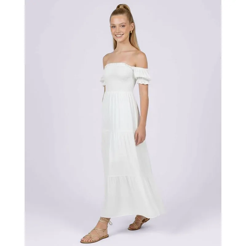 Vestido Juvenil Longo Ciganinha Três Marias com Lastex Branco 12