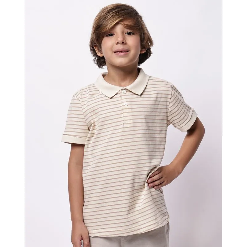 Camisa Polo Infantil Listrada Bege 10