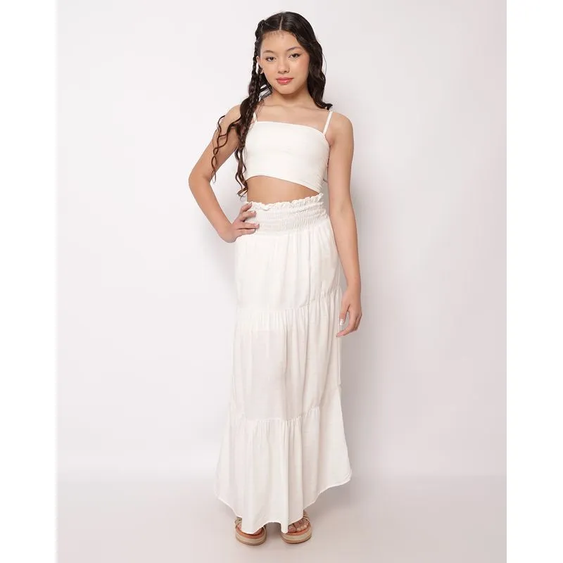 Saia Juvenil Longa com Lurex Três Marias Off White 12